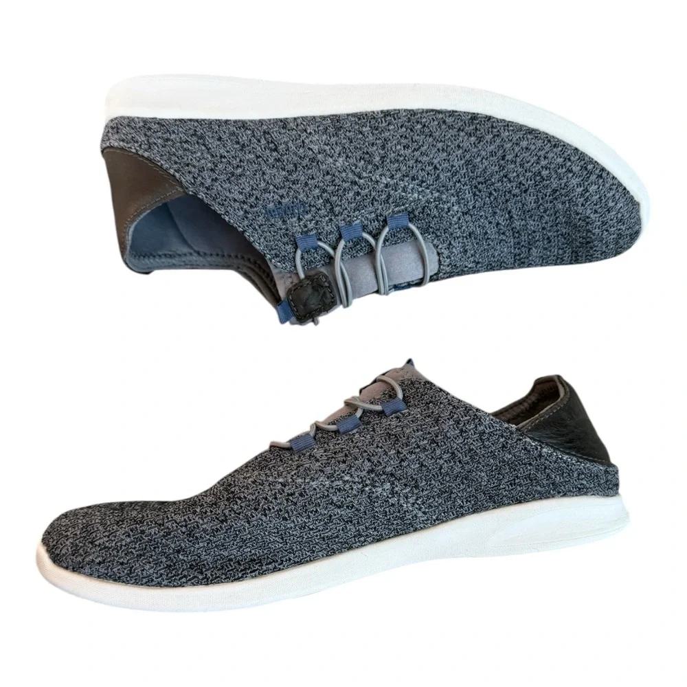 OluKai Alapa Li Drop Heel Boat Shoes Men’s 8.5 Gray Blue Casual Slip On
